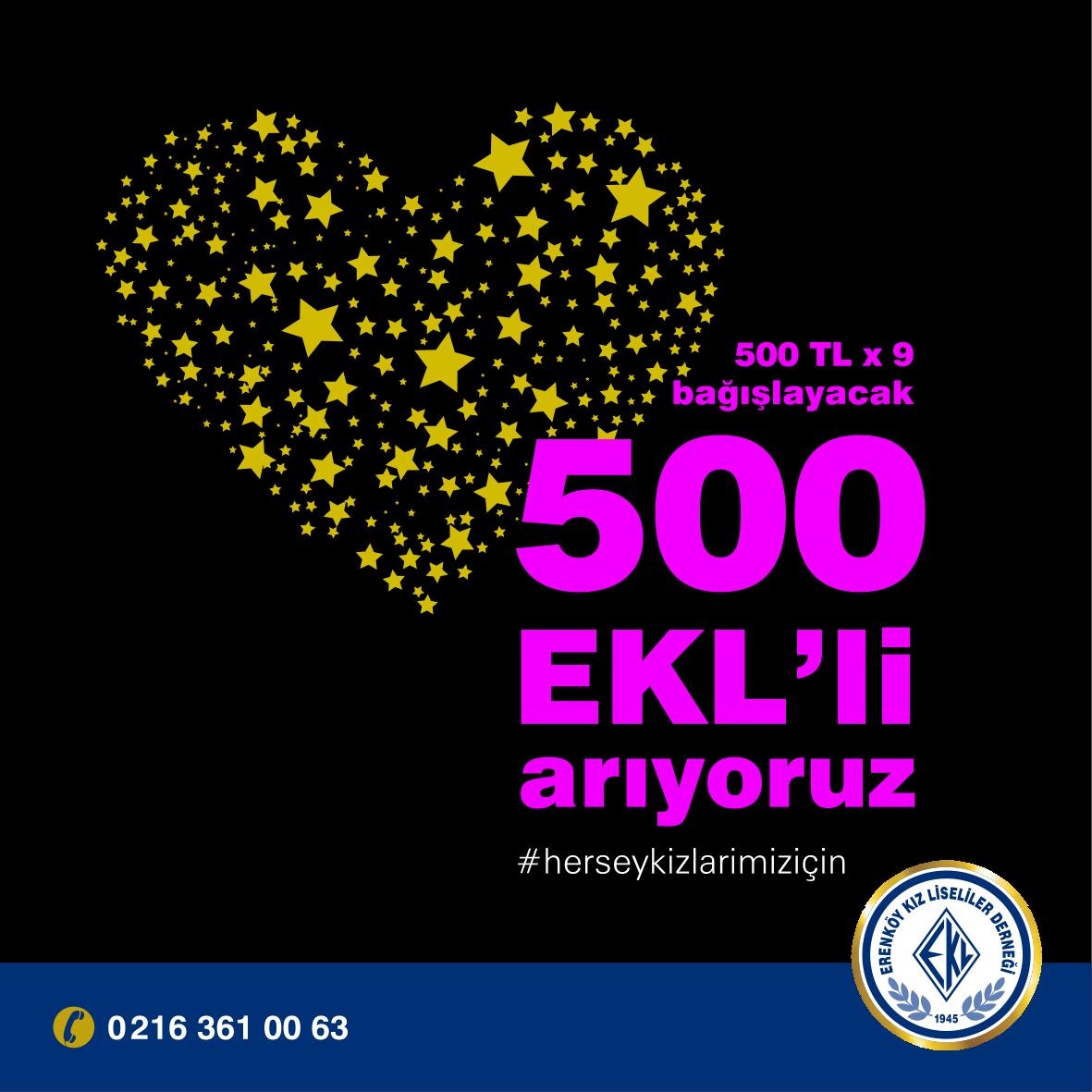 Ayda 500 TL düzenli bağış yapacak 500 EKL'li arıyoruz